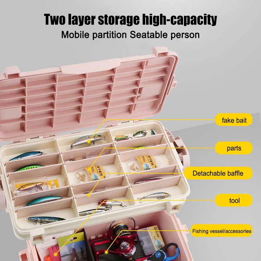 Plastic Fishing Tackle Box Barrel Holder Portable Fishing Lures Hook Stop Beads Box Large Capacity Fishing Lures Hook Box