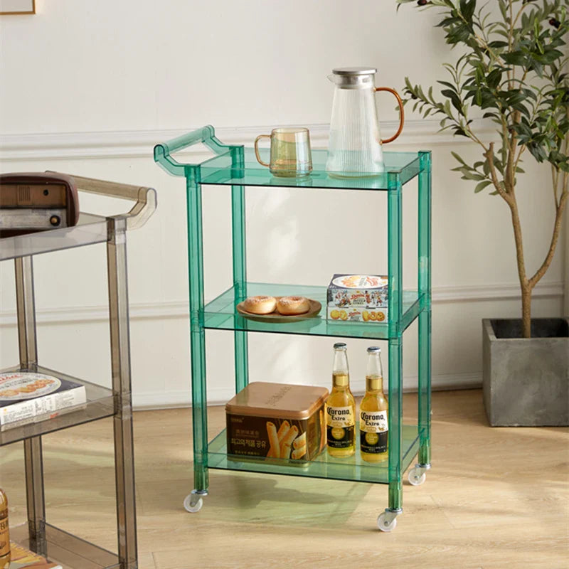 Plastics Transparent Salon Trolleys Serving Storage Waterproof Wheel Cart Square Unusual Muebles De Cocina Dinning Set Furniture