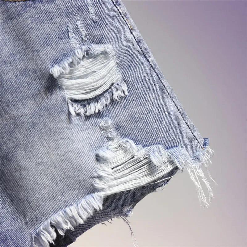 Plus Size 3XL 4XL 5XL Sexy Hot Denim Short For Women High Waist Tassel Ripped Jean 2023 New Summer Clothing Female Free Shipping