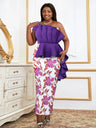 Plus Size 4XL Purple Dresses One Shoulder Ruffles Floral Printed robes Bodycon Outfits Women Evening Birthdya Party Event Gowns