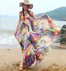 Plus Size Bohemian Beach Sundress Flying Clothing Chiffon Loose  Elegant Vestido Robes Lady Holidays Prom Long Dress Belt Which