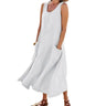 Plus Size Cotton Linen ress for Women 2023 Summer Oversized Tank Shirt Dress Solid Large Size Female Clothing Loose Long Dress