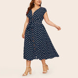 Plus Size Dress Woman 2023 Summer Short Sleeve Oversized Long Dress Sexy Loose Female Elegant Vestidos Print Casual Midi Dress