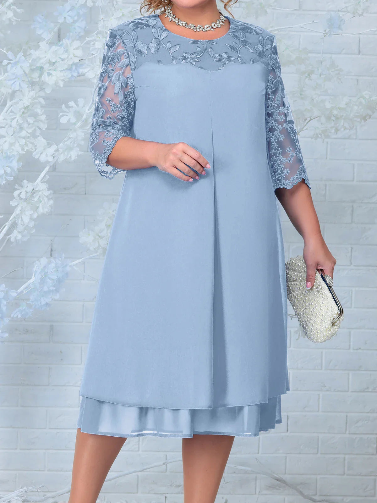 Plus Size Dresses for Women 2023 Embroidery Floral Patchwork Fall Wedding Guest Dress Green Formal Party Prom Womens Clothes