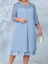 Plus Size Dresses for Women 2023 Embroidery Floral Patchwork Fall Wedding Guest Dress Green Formal Party Prom Womens Clothes