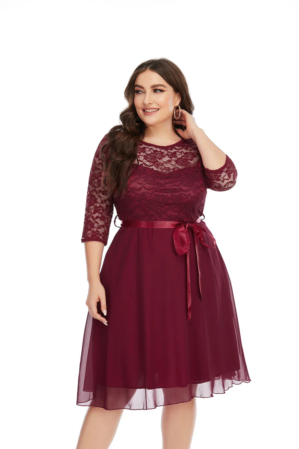 Plus Size Fashional Lace Chiffon Party Evening Formal Dresses For Women