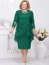 Plus Size Formal Party Dresses for Ladies From 50 To 60 Years Embroidery Floral Luxury Wedding Guest Slim Bodycon Church Dresses