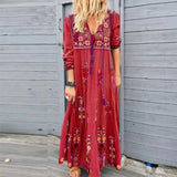 Plus Size Long Dress for Women Clothing 2023 Autumn Bohemian Dresses Casual Vestido Robe Female Oversized Loose Floral Skirt