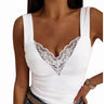 Plus Size Oversized Womens Sexy Lace V Neck Camisole Tee Ladies Summer Casual Slim Fit Tank Vest Tops High Quality Clothing 2023