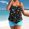 Plus Size Sexy Backless Swim Set Women Cascading Ruffle Suspender Swimwear Summer New Bikini Swimdress Cartoon Print Beachwear