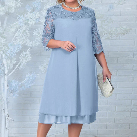 Plus Size Summer Dresses for Women 2023 Embroidery Floral Patchwork Formal Dress Loose Wedding Party Banquet Prom Women Clothing