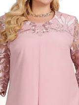 Plus Size Summer Dresses for Women 2023 Embroidery Floral Patchwork Formal Dress Loose Wedding Party Banquet Prom Women Clothing