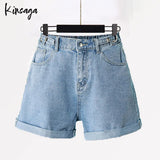 Plus Size Wide Leg Shorts Jeans Women 7xl High Street American Elegant Chic Elastic High Waist Demin Short Oversized Pants Mujer