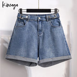 Plus Size Wide Leg Shorts Jeans Women 7xl High Street American Elegant Chic Elastic High Waist Demin Short Oversized Pants Mujer