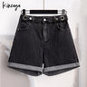 Plus Size Wide Leg Shorts Jeans Women 7xl High Street American Elegant Chic Elastic High Waist Demin Short Oversized Pants Mujer