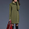 Plus Size Women Casual Knitted Long Sleeve Winter Dresses Sweater Solid Knee Length Loose Fat Female Over Size Dresses 4XL