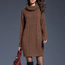 Plus Size Women Casual Knitted Long Sleeve Winter Dresses Sweater Solid Knee Length Loose Fat Female Over Size Dresses 4XL