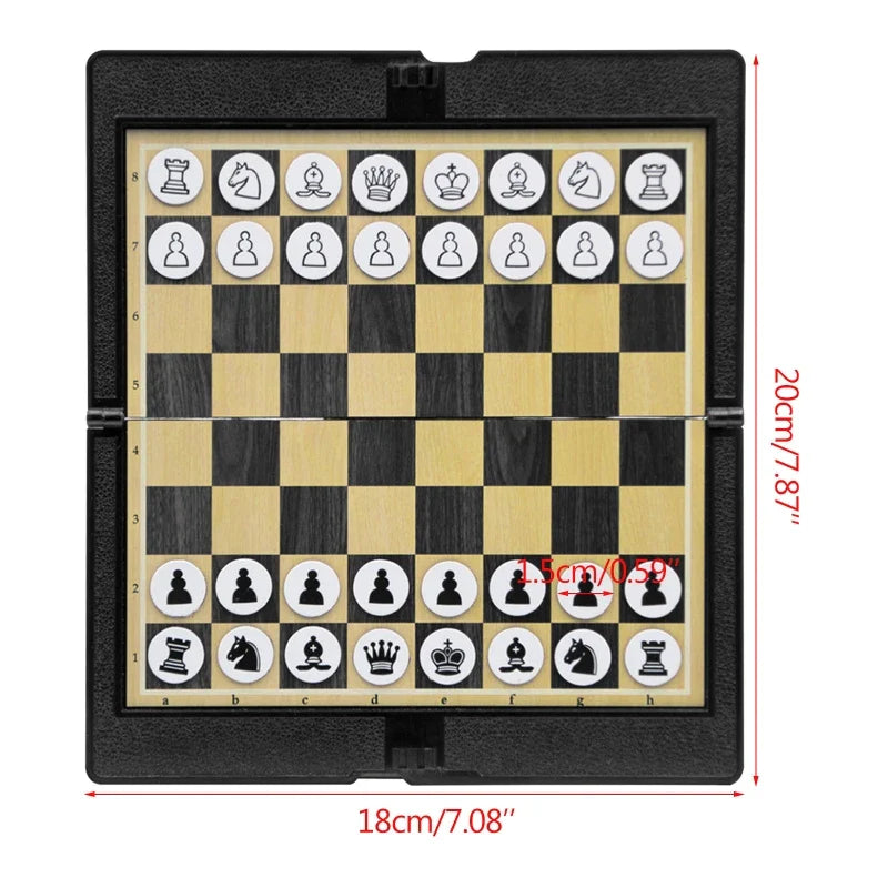 Pocket Chess Folding Board Interactive Travel Portable Entertainment Magnetic Chessman Indoor Outdoor Game Easy to Carry