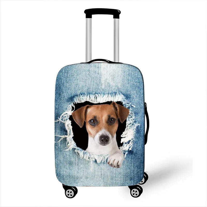 Pocket Dog Luggage Cover Thick Denim Luggage Protective Cover18-32 Inch Trolley Case Suitcase Case Dust Cover Travel Accessories