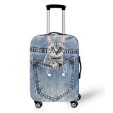 Pocket Dog Luggage Cover Thick Denim Luggage Protective Cover18-32 Inch Trolley Case Suitcase Case Dust Cover Travel Accessories