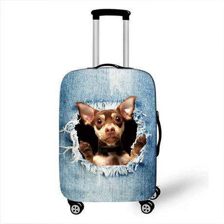 Pocket Dog Luggage Cover Thick Denim Luggage Protective Cover18-32 Inch Trolley Case Suitcase Case Dust Cover Travel Accessories