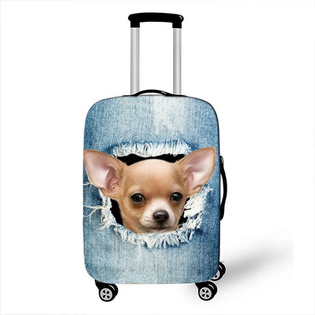 Pocket Dog Luggage Cover Thick Denim Luggage Protective Cover18-32 Inch Trolley Case Suitcase Case Dust Cover Travel Accessories