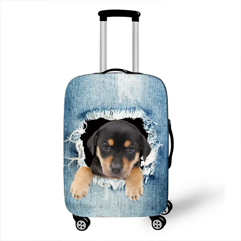 Pocket Dog Luggage Cover Thick Denim Luggage Protective Cover18-32 Inch Trolley Case Suitcase Case Dust Cover Travel Accessories