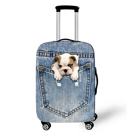 Pocket Dog Luggage Cover Thick Denim Luggage Protective Cover18-32 Inch Trolley Case Suitcase Case Dust Cover Travel Accessories