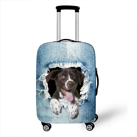 Pocket Dog Luggage Cover Thick Denim Luggage Protective Cover18-32 Inch Trolley Case Suitcase Case Dust Cover Travel Accessories