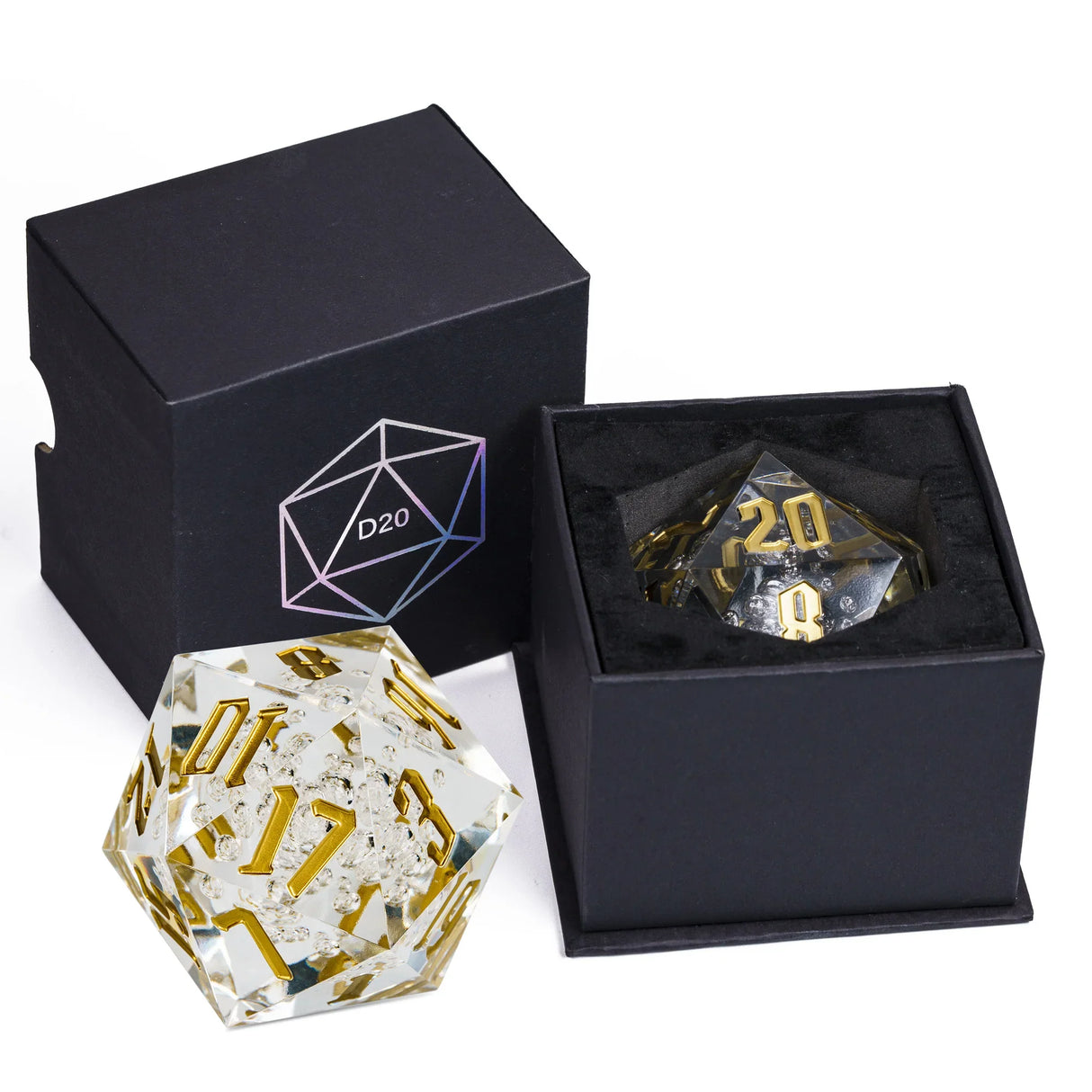 Poludie 1pc Crystal 55mm D20 Dice 20 Sides Large Size Polyhedral Dice for Role-Play Game D&D Bar Pub Party RPG Board Games