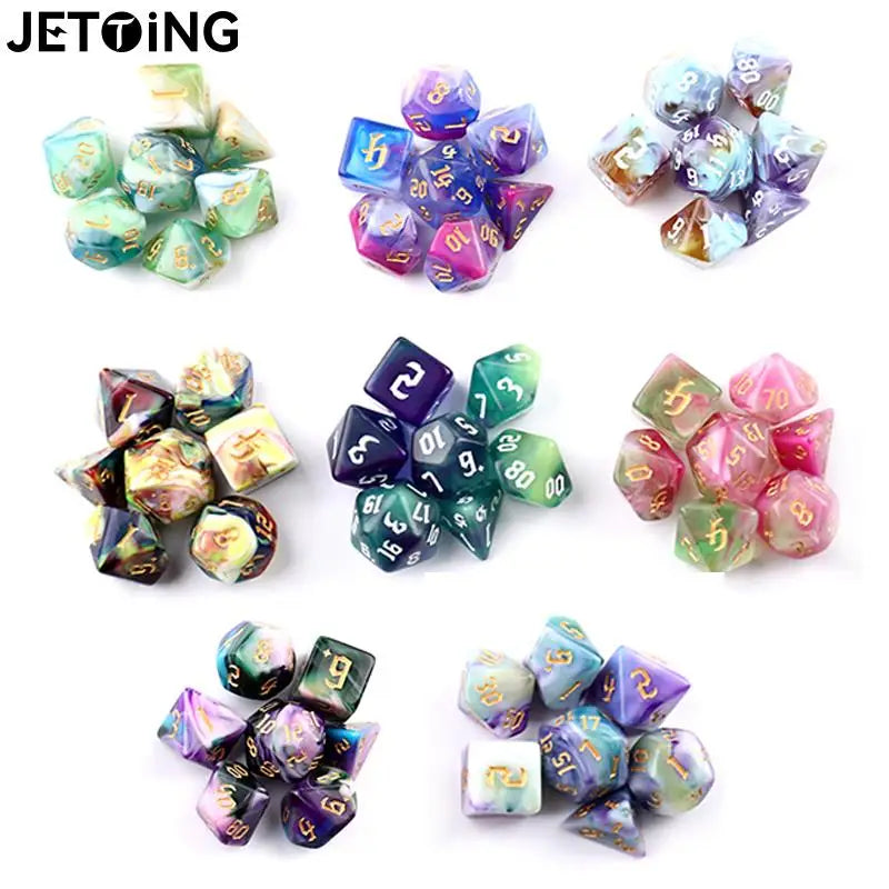 Polyhedral 7-Dice Two-Tone Swirl-DND Dice Set for RPG/MTG D4 D6 D8 D10 D% D12 D20 Dice Games 7pcs/set Family Party Board Games