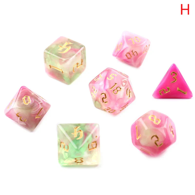 Polyhedral 7-Dice Two-Tone Swirl-DND Dice Set for RPG/MTG D4 D6 D8 D10 D% D12 D20 Dice Games 7pcs/set Family Party Board Games