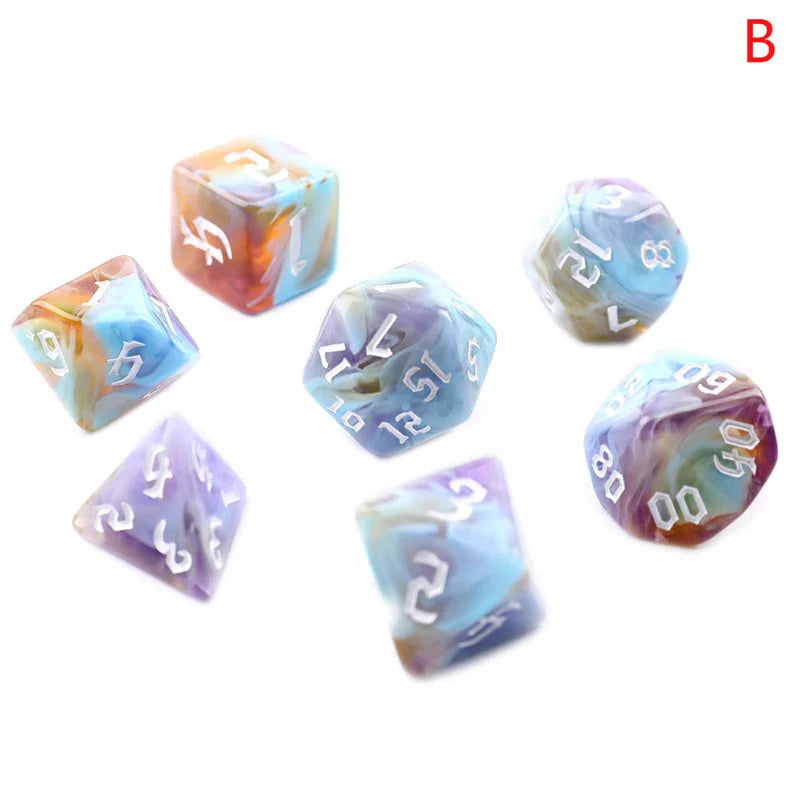 Polyhedral 7-Dice Two-Tone Swirl-DND Dice Set for RPG/MTG D4 D6 D8 D10 D% D12 D20 Dice Games 7pcs/set Family Party Board Games