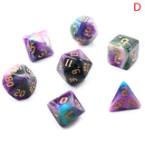 Polyhedral 7-Dice Two-Tone Swirl-DND Dice Set for RPG/MTG D4 D6 D8 D10 D% D12 D20 Dice Games 7pcs/set Family Party Board Games