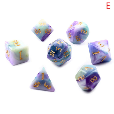 Polyhedral 7-Dice Two-Tone Swirl-DND Dice Set for RPG/MTG D4 D6 D8 D10 D% D12 D20 Dice Games 7pcs/set Family Party Board Games