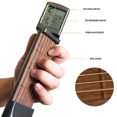 Portable 6-Tone Pocket Guitar Chord Trainer Practice Tool Can Rotate Chord Diagram Screen Guitar Finger Trainer For Beginners