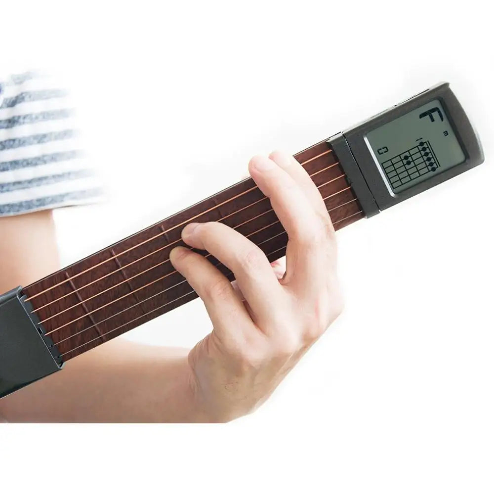 Portable 6-Tone Pocket Guitar Chord Trainer Practice Tool Can Rotate Chord Diagram Screen Guitar Finger Trainer For Beginners