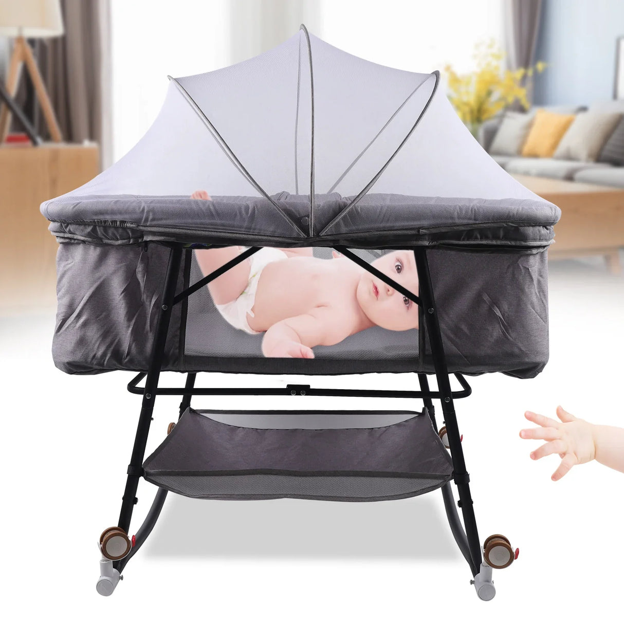 Portable Baby Bassinet Sleep Cradle Baby Nursery Infant Bed Bedside Crib Folding Travel Crib Mosquito Net Cot