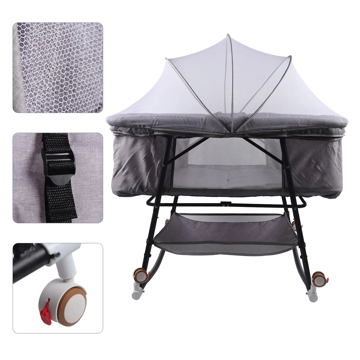 Portable Baby Bassinet Sleep Cradle Baby Nursery Infant Bed Bedside Crib Folding Travel Crib Mosquito Net Cot