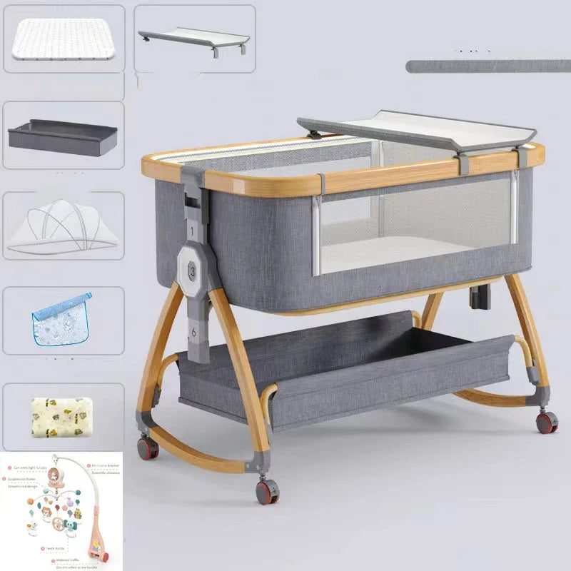 Portable Bed Guard Baby Bedside Crib Aluminum Alloy Folding Bed Portable Cradle for Baby Bed Mobile Baby Things Cribs