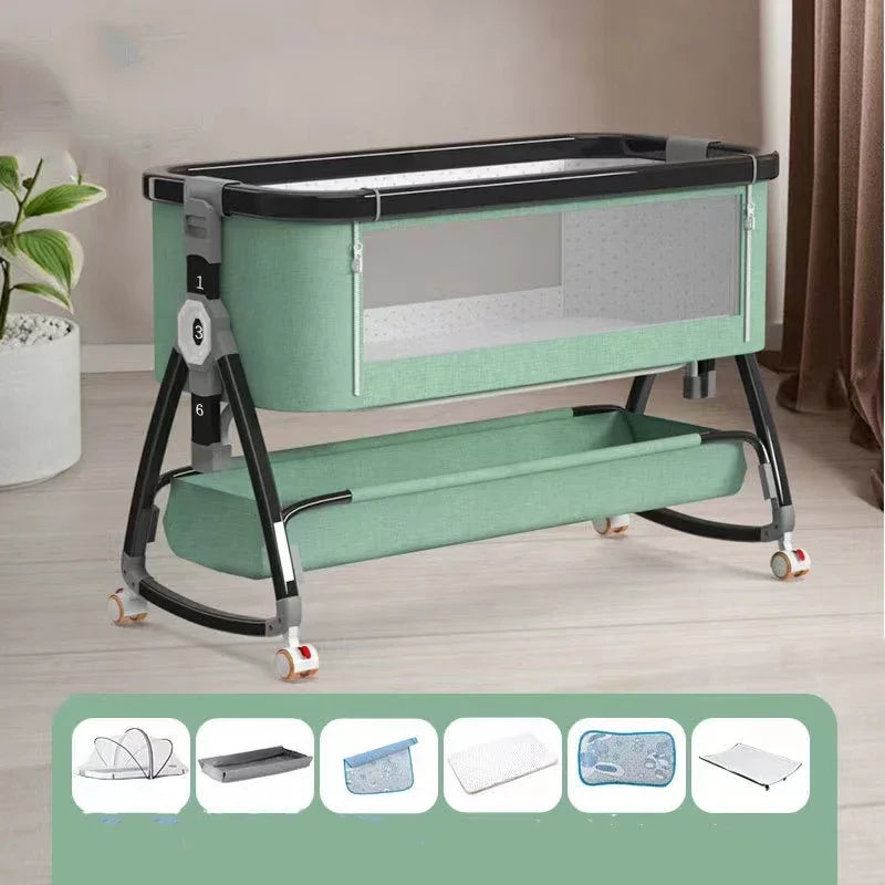 Portable Bed Guard Baby Bedside Crib Aluminum Alloy Folding Bed Portable Cradle for Baby Bed Mobile Baby Things Cribs