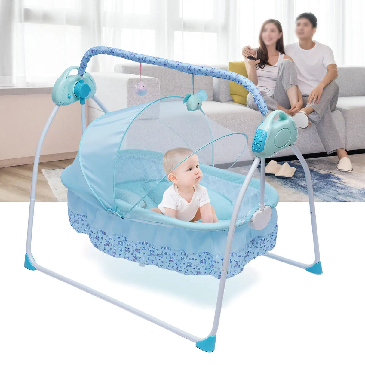 Portable Electric Swing Baby Crib Cradle Auto Bassinet Infant Music Swing Sleeping Bed With Remote Control Bluetooth