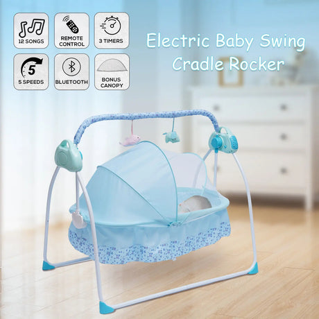 Portable Electric Swing Baby Crib Cradle Auto Bassinet Infant Music Swing Sleeping Bed With Remote Control Bluetooth