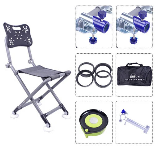 Portable Fishing Chair Folding Fish Chair 180 Degree Adjustable Backrest Four-leg Recliner Aluminum Alloy Camping Chair Stool