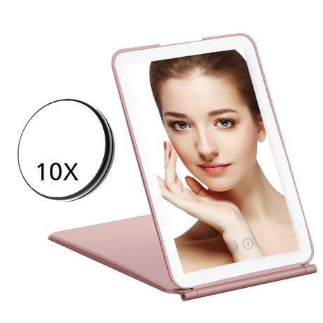 Portable Foldable Travel Makeup Mirror With Led Light Infinity  Bedroom Tocador Vanity Mirrors Cute Make Up Tools  Accessories