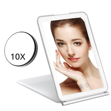 Portable Foldable Travel Makeup Mirror With Led Light Infinity  Bedroom Tocador Vanity Mirrors Cute Make Up Tools  Accessories