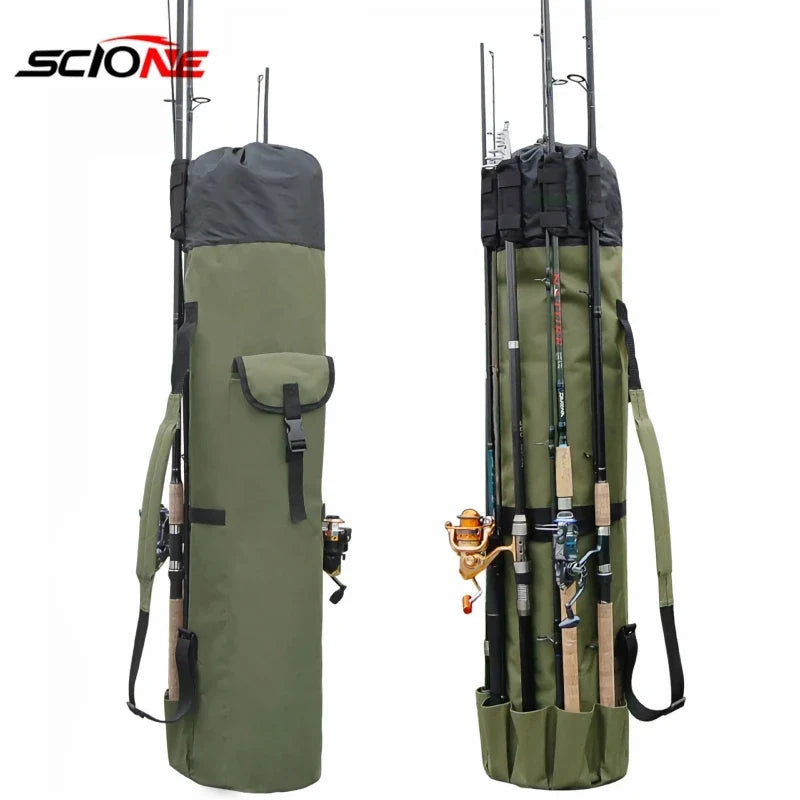 Portable Folded Fishing Rod Bag Multifunction Fishing Tackle Tools Storage Pack Cylinder Outdoor Fishing Gear Shoulder Bags X336