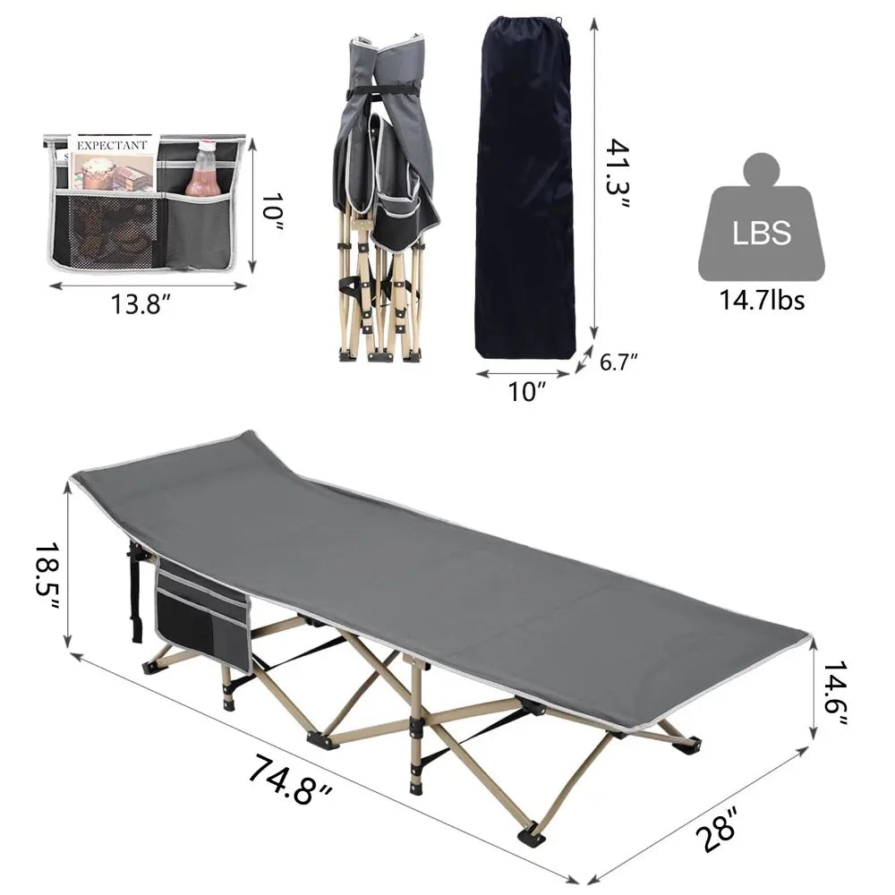 Portable Folding Bed with 2 Sided Mattress & Carry Bag，Outdoor camping folding bed, lunch convenient folding bed