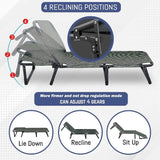 Portable Folding Camping Cot, Oversize 29.5in Adjustable 4-Position Adults Reclining Lounge Chairs With Pillow, Outdoor Folding