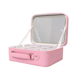 Portable LED Lighted Makeup Mirror Bag Big Aesthetic Travel Cosmetic Case PU Leather Make Up Tools Vanity Accessories For Women